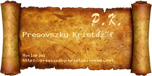 Presovszky Kristóf névjegykártya